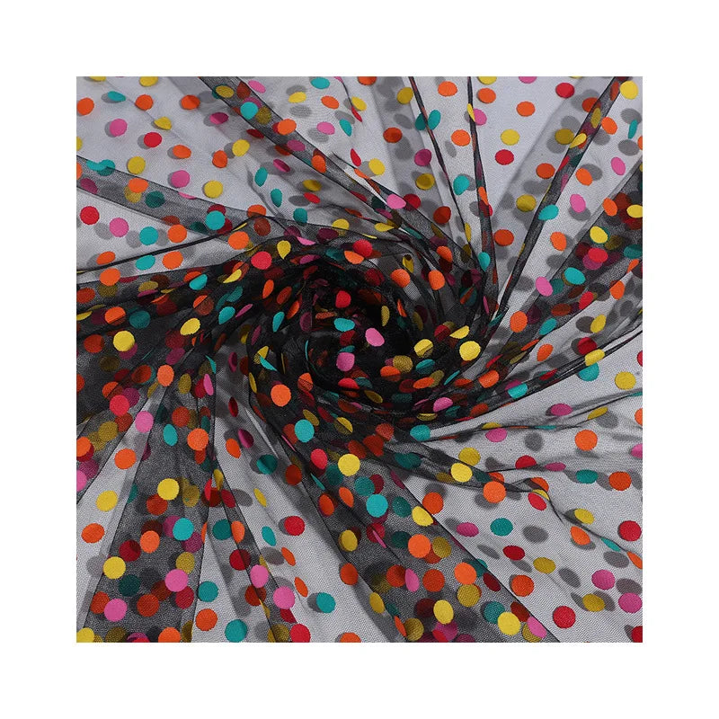 قماش شبكي منقط ملون مناسب لفساتين البولكا دوت وديكورات المشاهد وتغليف الزهور وأزياء الأداء