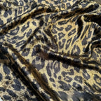 فستان لامع من جلد الفهد باللونين الذهبي والفضي، ملابس أداء أنيقة، أقمشة مصممة، أقمشة لمشهد الزفاف