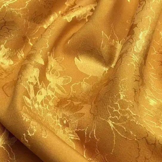 قماش الجاكار الساتان ذو زهرة الكرمة ناعم ومناسب لفساتين الزفاف والفساتين الرسمية وأقمشة الملابس المصنوعة يدويًا