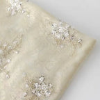 Parte inferior de encaje dorado albaricoque + parte inferior de organza Tela de bordado de cuentas de doble capa Costura Vestido de noche Vestido de novia Tela suave