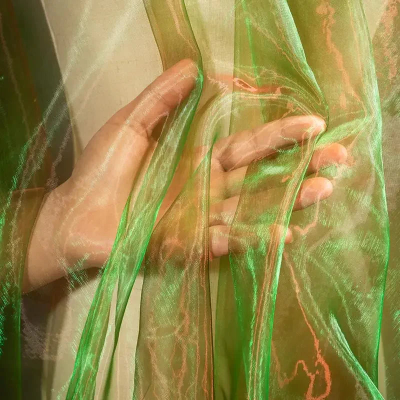 Gradient Color Laser Organza Fabric - Sheer Ombre Material 150cm