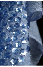 Blue High-end Plush Flash Nail Bead Embroidery Sequin Embroidery Fabric Sewing Stage Clothing Children's Clothing Design Fabric