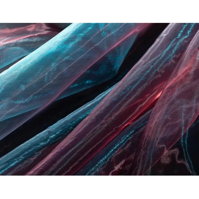 Gradient Color Laser Organza Fabric - Sheer Ombre Material 150cm