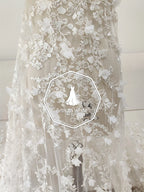 فستان زفاف مطرز بقماش التول 6420 متطور ثلاثي الأبعاد على شكل زهرة وأظافر وخرز وتزيين تنورة مصنوع يدويًا بنفسك