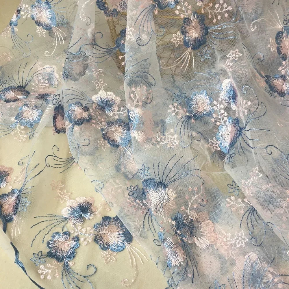 قماش تطريز زهور ثلاثي الأبعاد من الدانتيل الشبكي، فستان زفاف، هانفو، شيونغسام، حقيبة، قماش ملابس