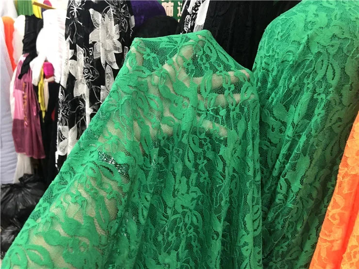 قماش دانتيل مطاطي برتقالي فلوري شفاف شبكي مع تطريز وردي للفساتين وملابس الأداء قماش شبكي شفاف زهري