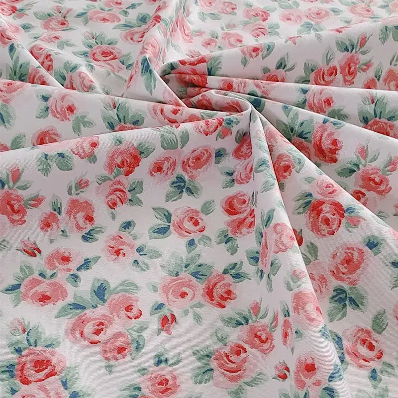 Tela de sarga de algodón puro con estampado floral, suave, totalmente de algodón, para ropa de cama, pijamas, pantalones, cortinas y proyectos de bricolaje para bebés.