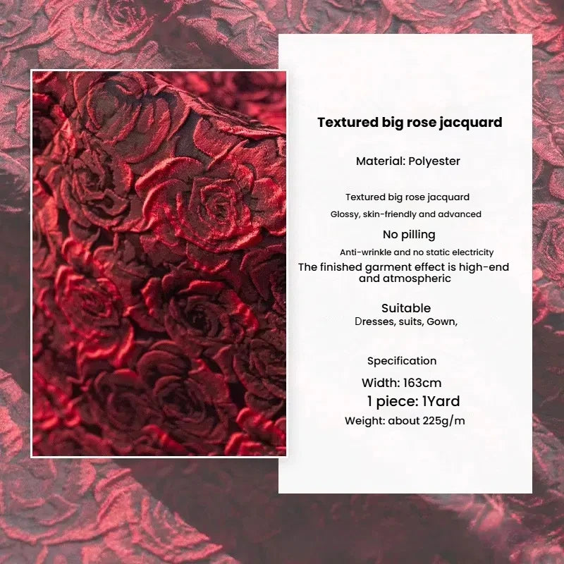 قماش جاكار أحمر نبيذي وردي فستان واسع جميل جاكيت بدلة رجالي ملابس إبداعية مصمم فستان سهرة قماش