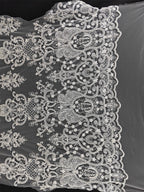 Nueva tela de encaje bordado con cuentas de alta gama, color blanco crudo, para coser vestidos de novia, vestidos de noche y accesorios decorativos DIY.