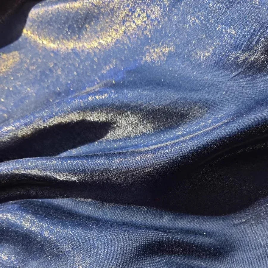 Shining Gold Powder Fantasy Color Water Light Cotton Satin Fabric Sewing Hanfu Dress Stage Clothing Soft Fabric