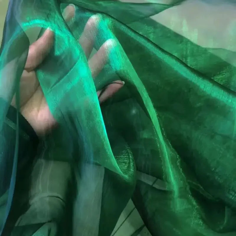 Unique Fabric Transparent Organza Sheer Cloth Sparkling Material For Wedding Dress Elegant Evening Gown Couture Design Clothing
