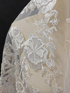 Vestido de novia, vestido de noche, pañuelo para la cabeza, tela de malla, bordado de flores, encaje, hecho a mano, tela de diseñador DIY