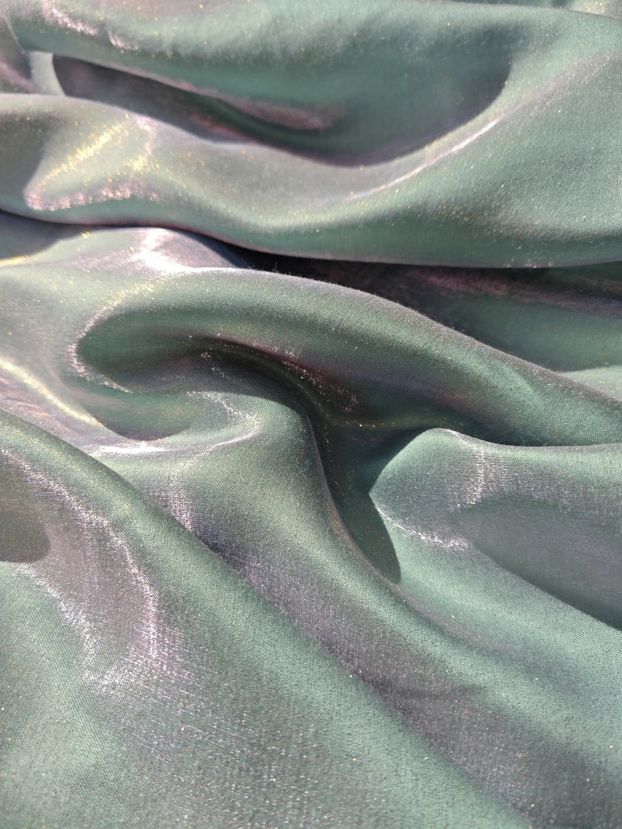 Gold Powder Flowing Light Cotton Satin Fabric - Sparkling Colorful Hanfu Robe Soft Skin-Friendly Dress for Stage Performance