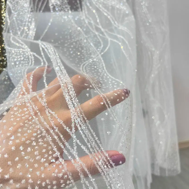 Gold Silver Wedding Fabric for Backgrounds, Ceilings, Chair Backs, and Designer Stage and Dress Material