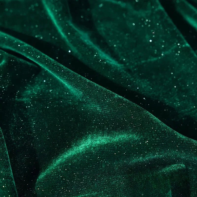 قماش مخملي حريري لامع مرصع بالنجوم - مادة ناعمة لامعة متألقة