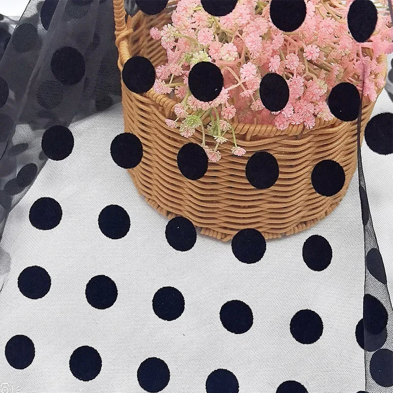 Large Polka Dot Flocking Mesh - Women's & Children's Dress Fabric