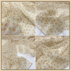 قماش شيفون بفقاعات بلون المشمش - خامة بنمط مربعات صغيرة من ديزي