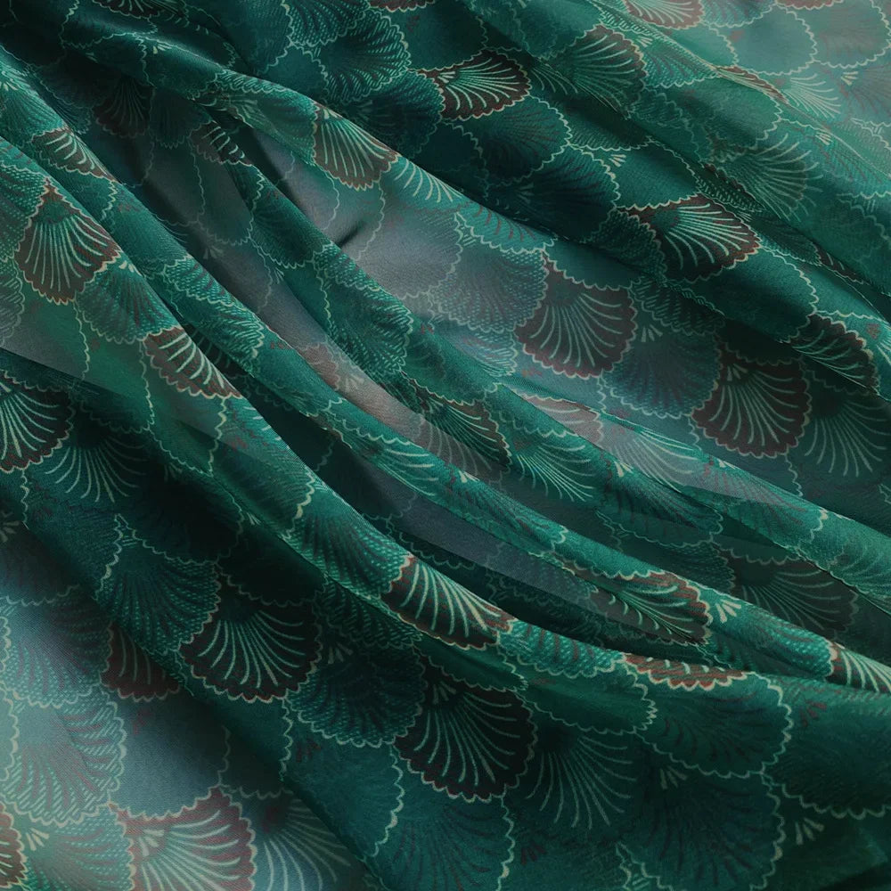 قماش شيفون طبيعي مشفر ثلاثي الأبعاد بنقشة قشور السمك التبتية، قماش عرقي تقليدي، مصمم يدويًا