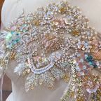 Champagne Gold Fish Scale Sequins Bead Embroidery Lace Wedding Dress Evening Gown Stage Costume DIY Sewing Accessories