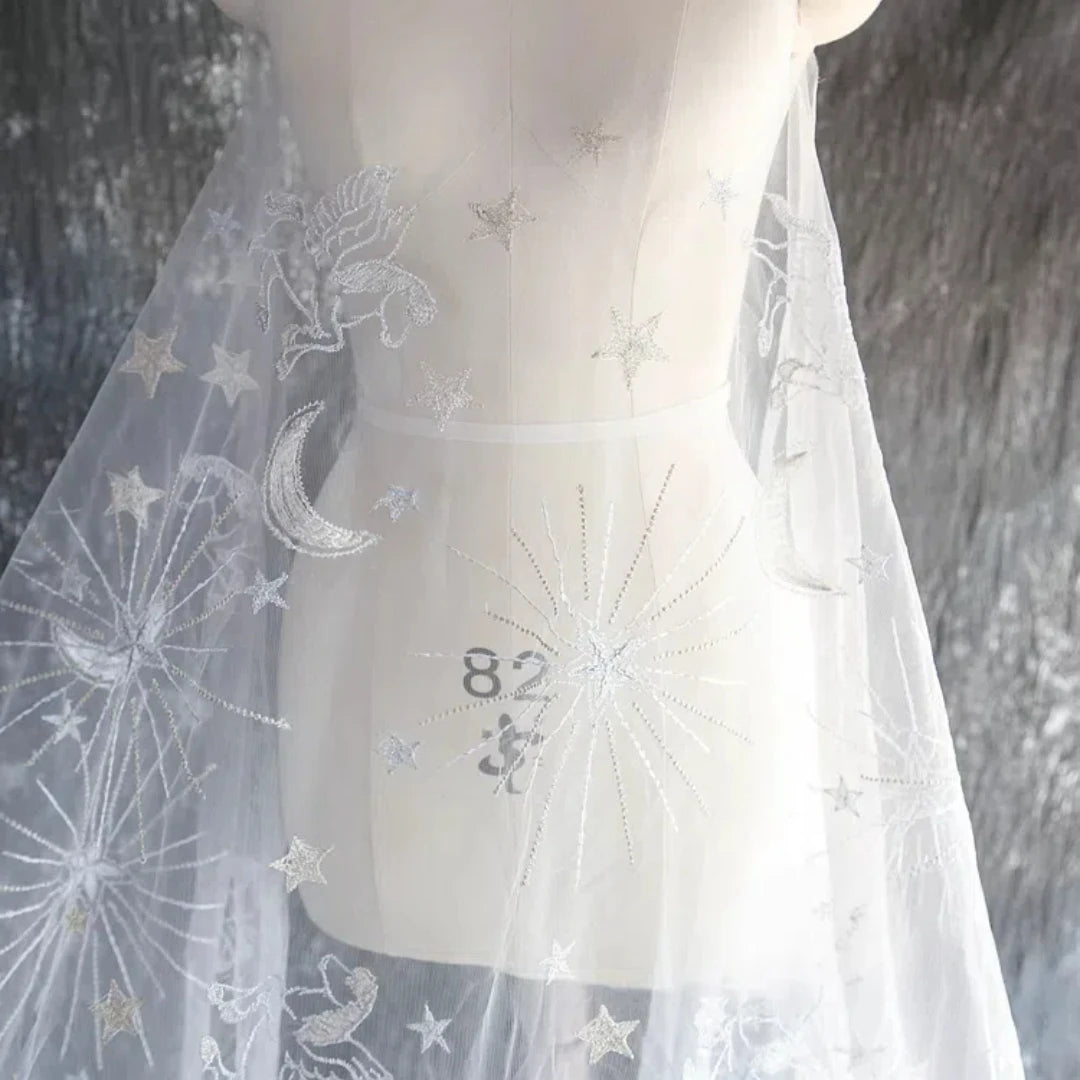 Tela de encaje bordada de malla transparente Tianma para vestido de novia, decoración de vestido, material de tela DIY hecho a mano, color negro