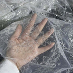 رش مسحوق الفضة مسحوق بريق ناعم مسحوق مشرق زهور صغيرة الدانتيل شبكة فضية DIY فستان فستان الزفاف مادة الفستان