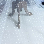 حجاب الزفاف من شبكة دائرية منقطة مموجة من مادة عصابة الرأس من قماش تنورة منفوشة حجاب قبعة علوية لحفلات الزفاف والمناسبات الخاصة