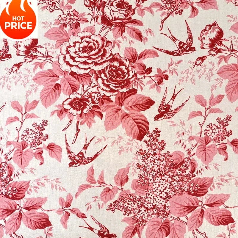 قميص بأكمام قصيرة من قماش قطني مطبوع عليه زهور الفاوانيا، أزرق وأبيض، بنمط غسيل حبر، مناسب للأمتعة والحقائب