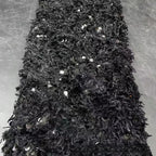 Tela de lentejuelas con base de plumas, tela con flecos de cuentas, tela de bordado de cuentas de felpa tridimensional