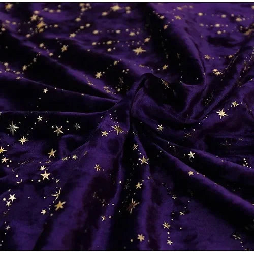 Gold foil studded constellation velvet fabric diamond shine glued foil meteor pattern for cheongsam dress stage and DIY sewing