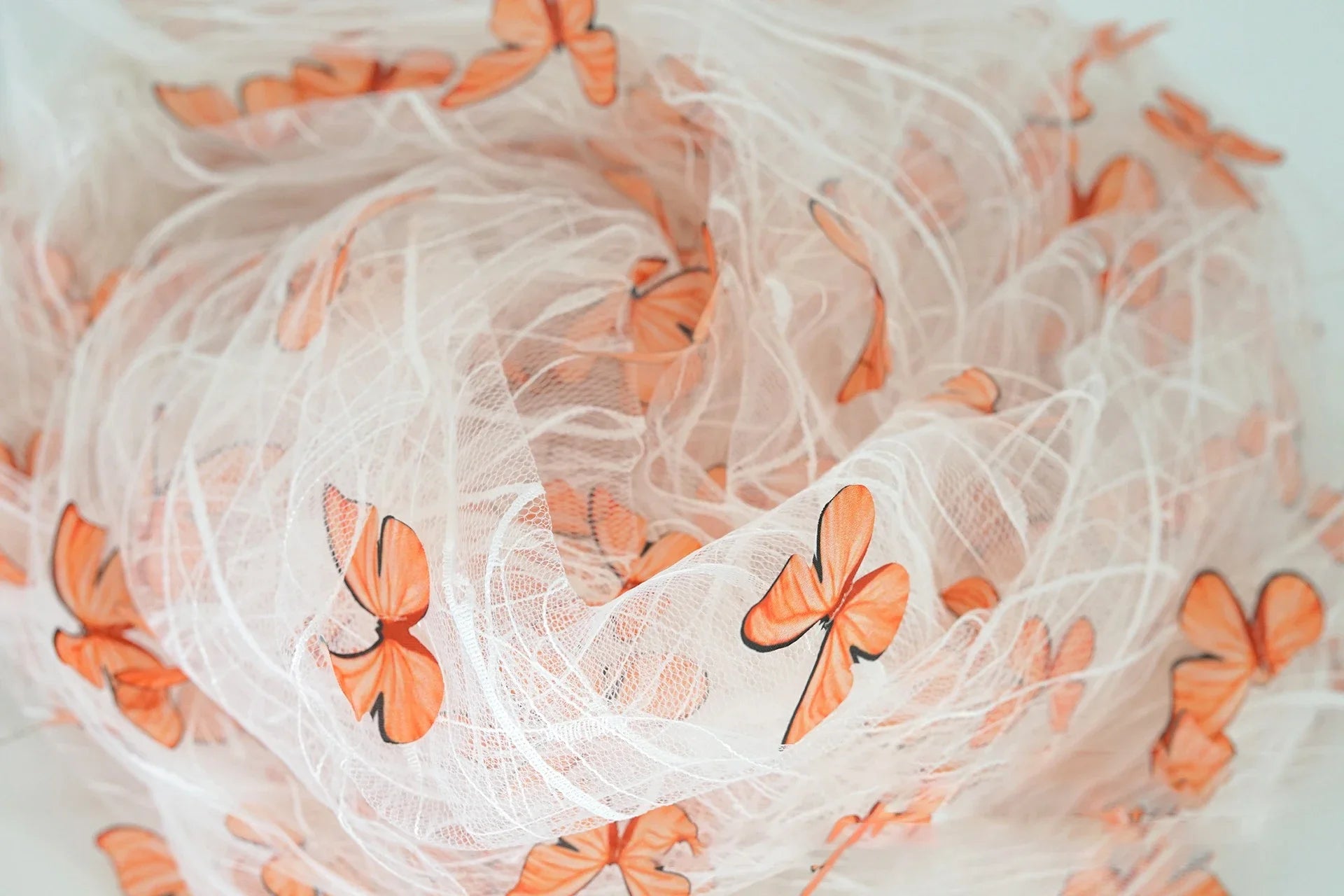 3D Butterfly Sheer Tulle Fabric Romantic Durable Colorful For Wedding Dress Evening Gown Handmade Decor Backdrop Veil Accessorie