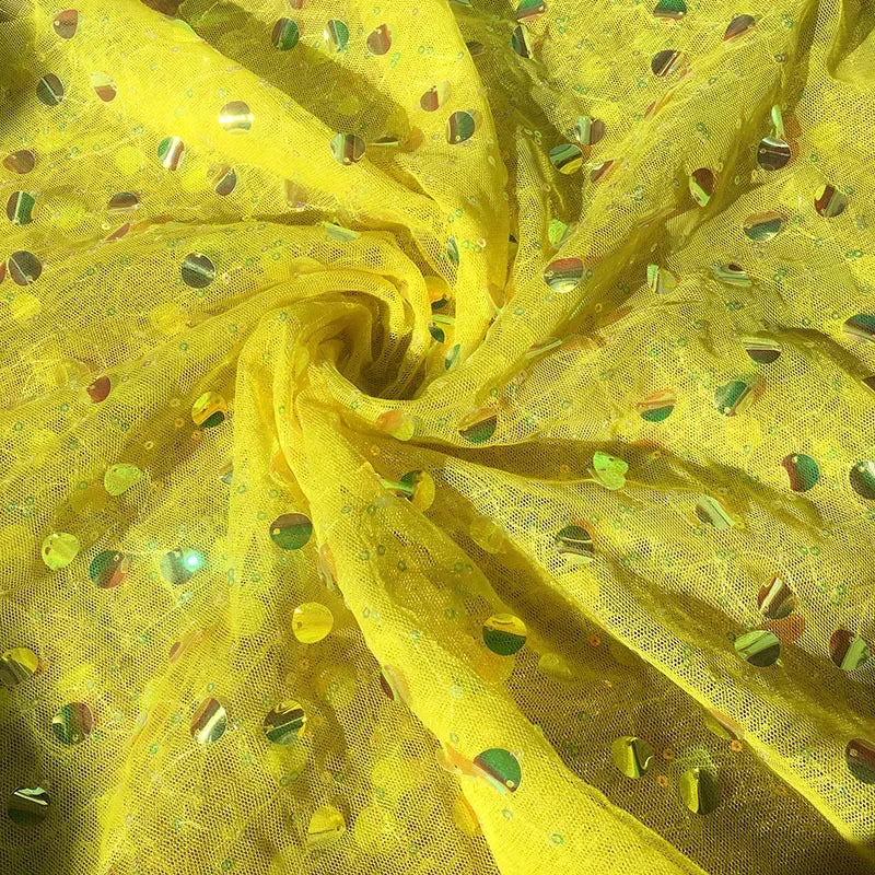 قماش تطريز شبكي مطرز بالترتر الملون، فستان نسائي عصري، خلفية حفل زفاف، مصنوع يدويًا، DIY