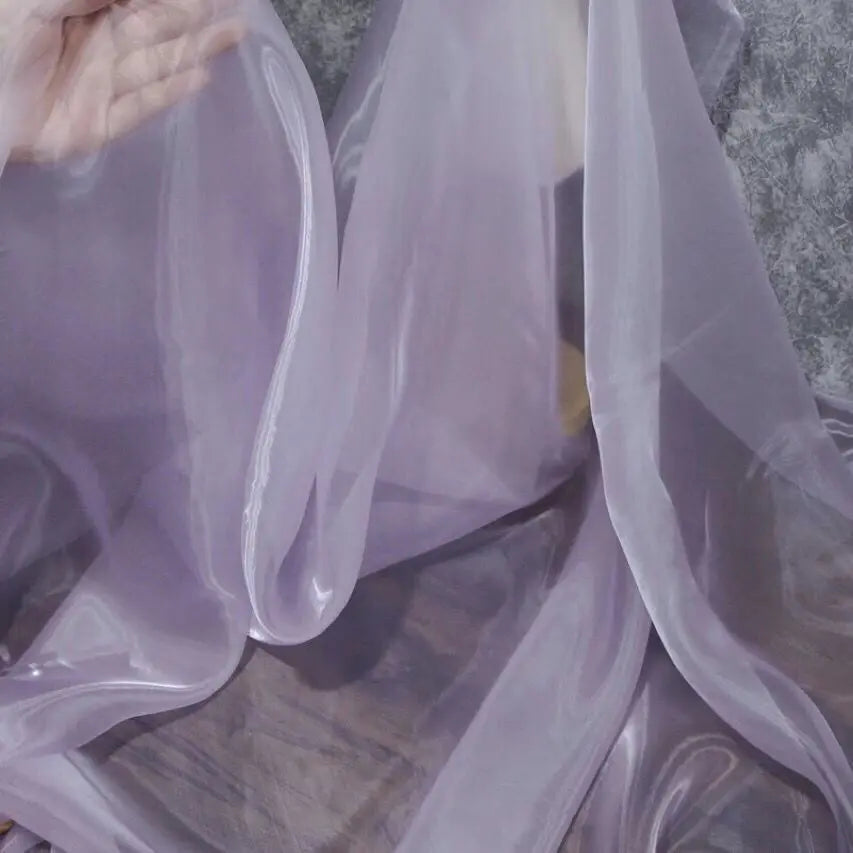 Transparent metallic organza fabric suitable for weddings formal gowns party decorations and bow decorations