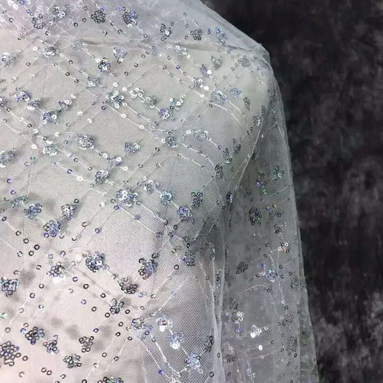 Crystal Net Lace Iridescent Silver Glitter - Princess Dress Costume DIY Mesh