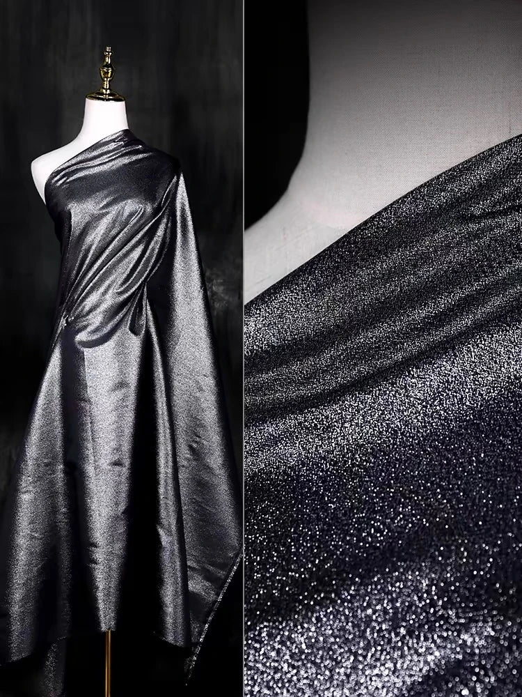 Golden shiny gold platinum fabric, lightweight shiny silk reflective metal stage wear, Indian yarn fashion edging fabric