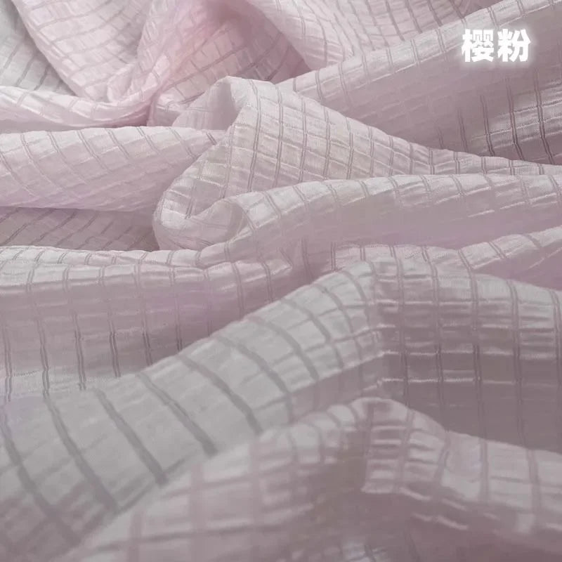 Cream Yellow Checkered Fabric Soft Breathable Textile For Summer Outfit Sewing DIY Clothing Craft Upholstery Home Decor Material