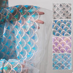 Sparkling Ocean Fish Scale Gradient Laser Embroidery Mesh Fabric DIY Skirt Performance Costume Design Sewing Fabric