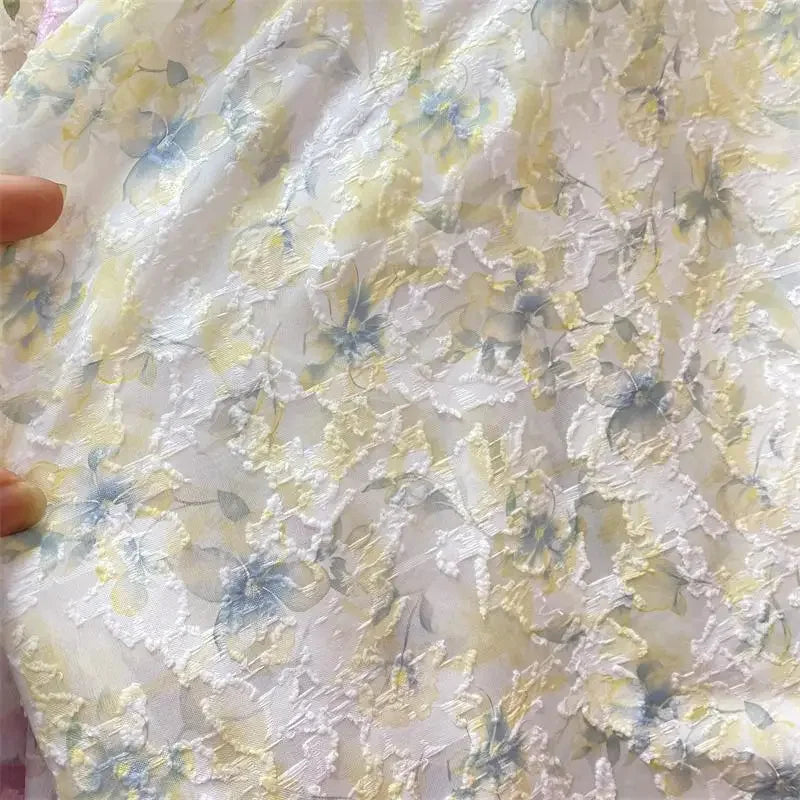 فساتين وقمصان نسائية فاخرة من قماش شيفون جاكار شبه شفاف مزخرف بنقشة زهور على الطراز الصيني، ناعمة للحماية من الشمس
