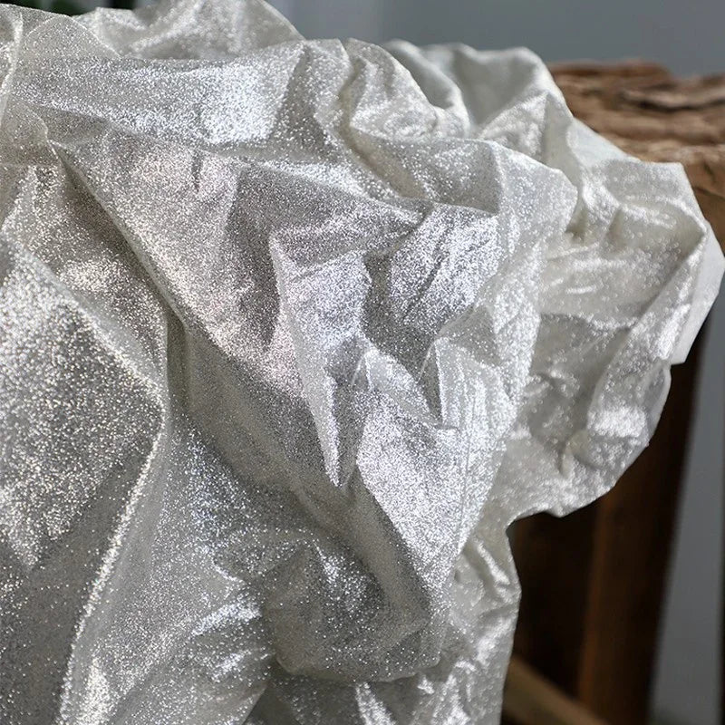 أزرق فضي ختم ساخن ترتر ذهبي ضوء متلألئ عاكس مرونة محبوك ملابس زفاف مصمم القماش