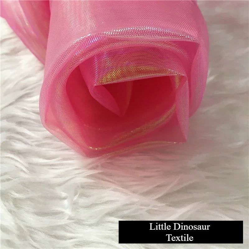 شبكة سيمفونية مشفرة، خيوط زجاجية، نسيج مسطح ملون، خيوط حرير لامعة، ملابس، ديكورات زفاف، ملابس أطفال، قماش زفاف