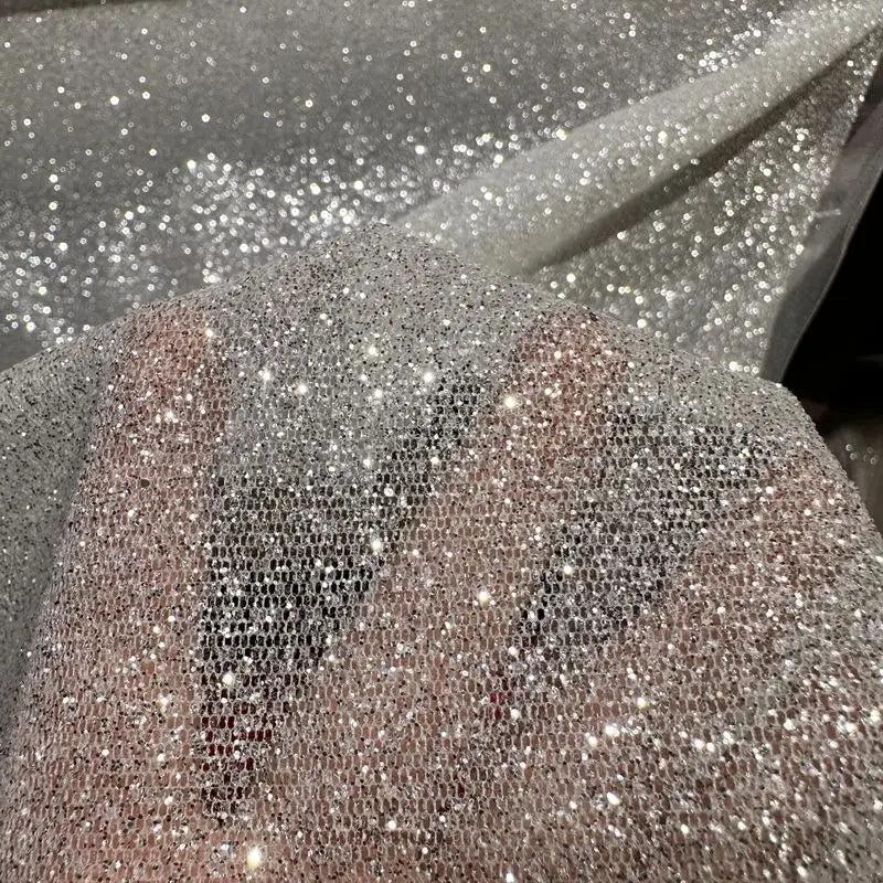 Crypto Gilding Spray Silver Sterling Silver Glitter Transparent Mesh Fabric Dress Wedding Dress Home Decoration Fabric