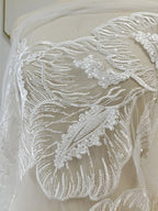 Oferta especial de liquidación: Hojas blancas, cuentas para uñas, tela de encaje, vestido de novia, cheongsam, cortina de puerta bordada, mantel DIY