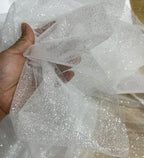 Champagne Foil Stamping Shiny Mesh Fabric - Wedding Dress Material 160cm