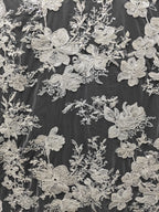 قماش دانتيل مطرز بالترتر الفاخر الرائع، قماش دانتيل على شكل أوراق الزهور، خياطة حجاب الزفاف، فستان السهرة، قماش مصمم يدويًا