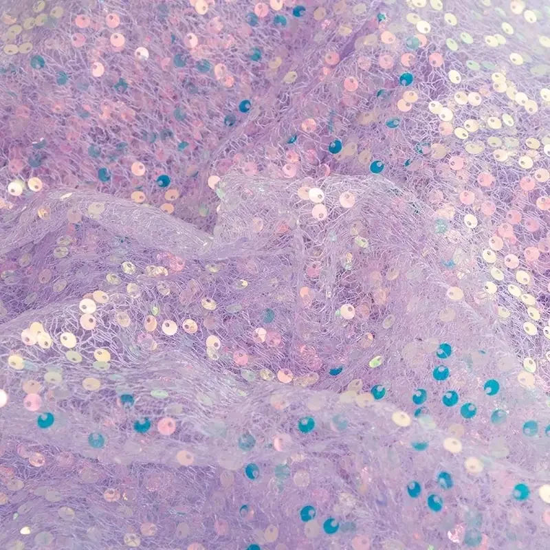 قماش دانتيل مطرز بالترتر الكريستالي مقاس 5 مم، قماش لامع لامع للأزياء المسرحية وملابس الأداء والحرف اليدوية