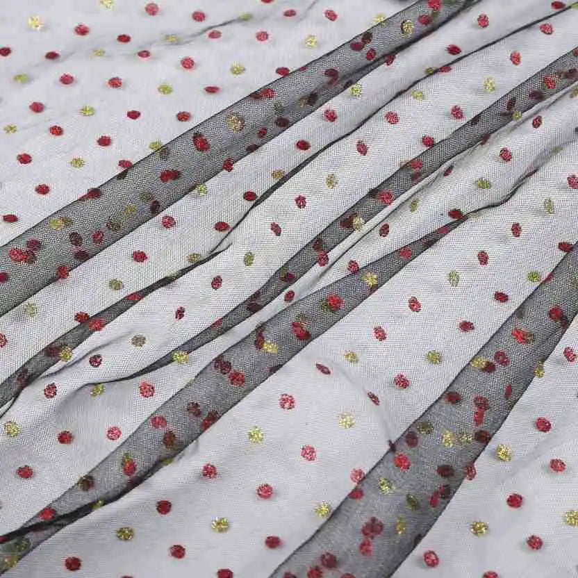 Round Dot Gold-plated Net Fabric Suitable For Festival Decoration Stage Setup Bouquet Packaging And Dotted Dresses