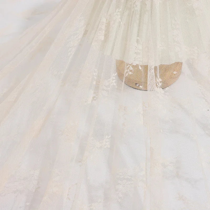 Elastic Floral Wedding Dress With Lace Jacquard Fabric Suspender Skirt Lingerie Fabric Homemade Veil Designer Mesh Fabric