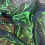 Tela de tul iridiscente con degradado de sirena única en rosa, azul y arcoíris, brillante y transparente, para decoración de vestidos de novia.