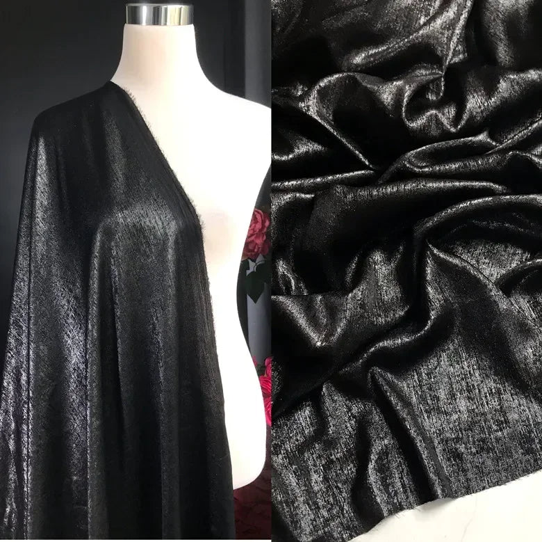 قماش مخملي ناعم مطبوع عليه بالحرارة - خامة فستان الأداء المعدني 150 سم