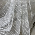 New Vertical Bead Sequin Embroidery Lace Fabric - Wedding Dress Material 100cm
