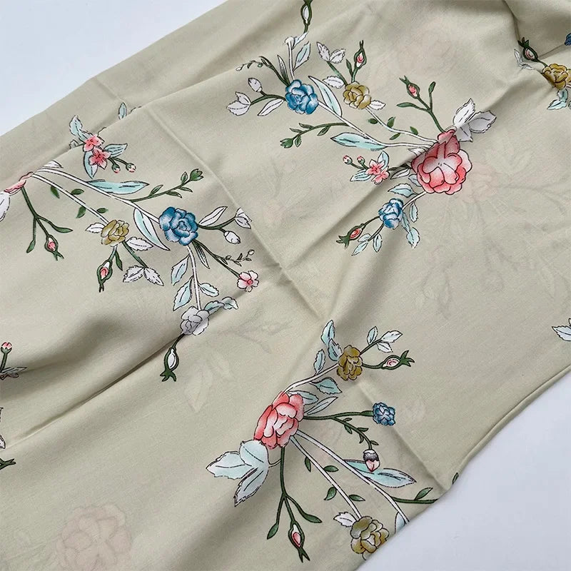 قماش قطني كتان مطبوع بنمط زهور فنية مرسومة بالزيت لخياطة غطاء الطاولة والستائر والديكور الداخلي